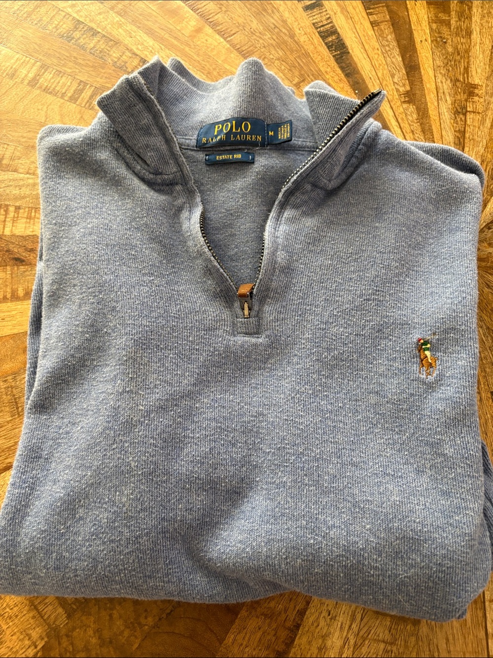 Polo by Ralph Lauren Men's Pale Blue Half-Zip Sweater